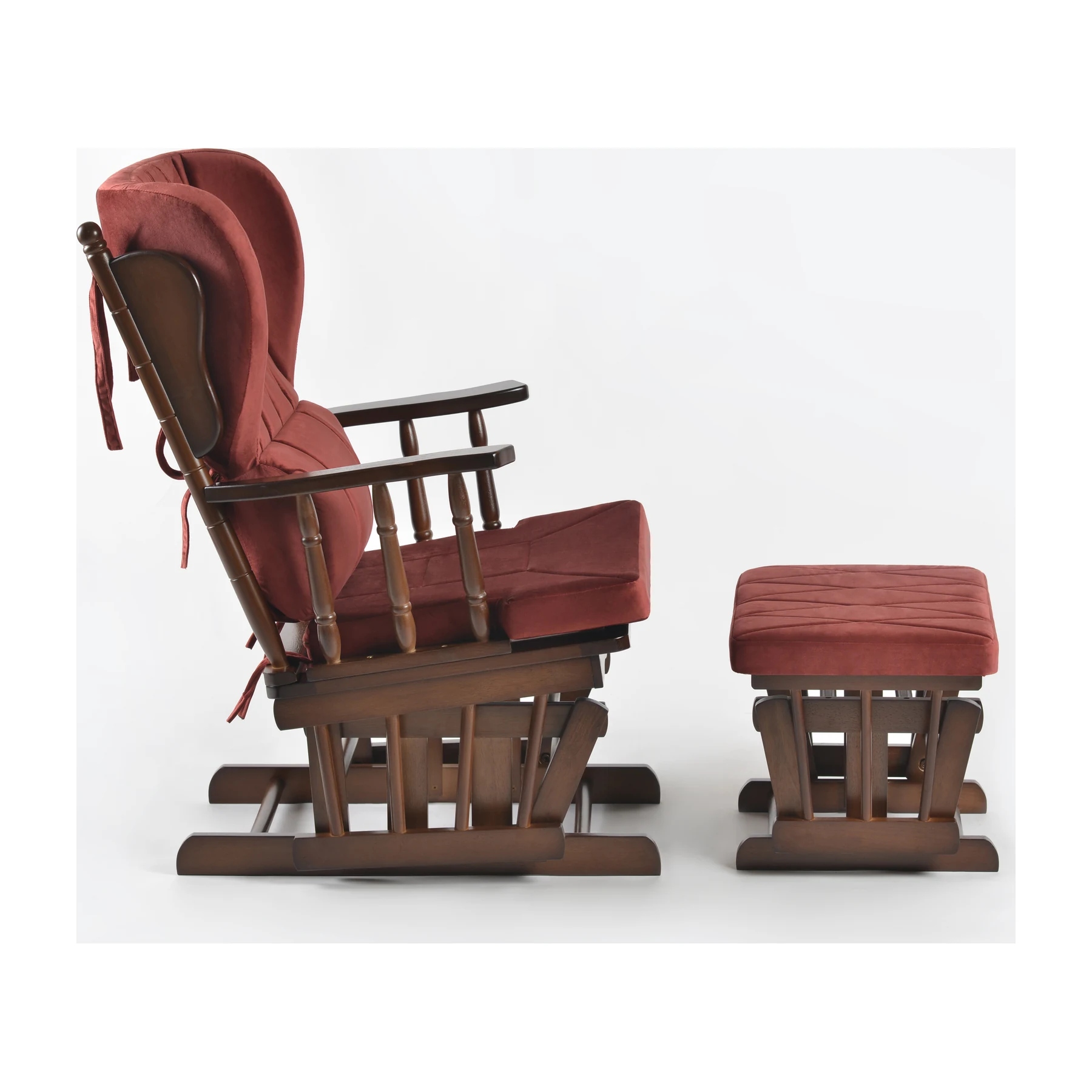 Comfort Deluxe Glider Chair and Ottoman Set — Burgundy — view 4