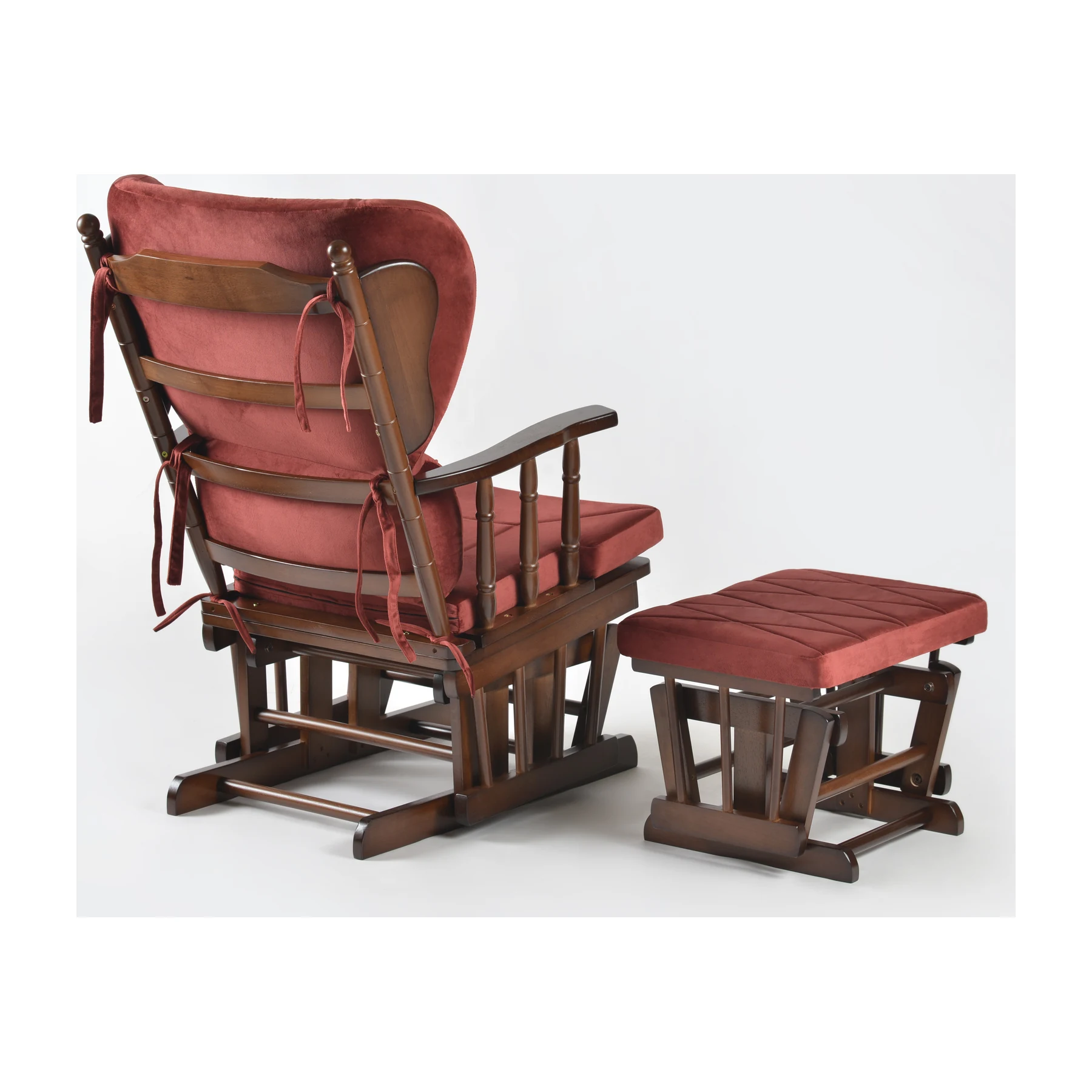 Comfort Deluxe Glider Chair and Ottoman Set — Burgundy — view 6