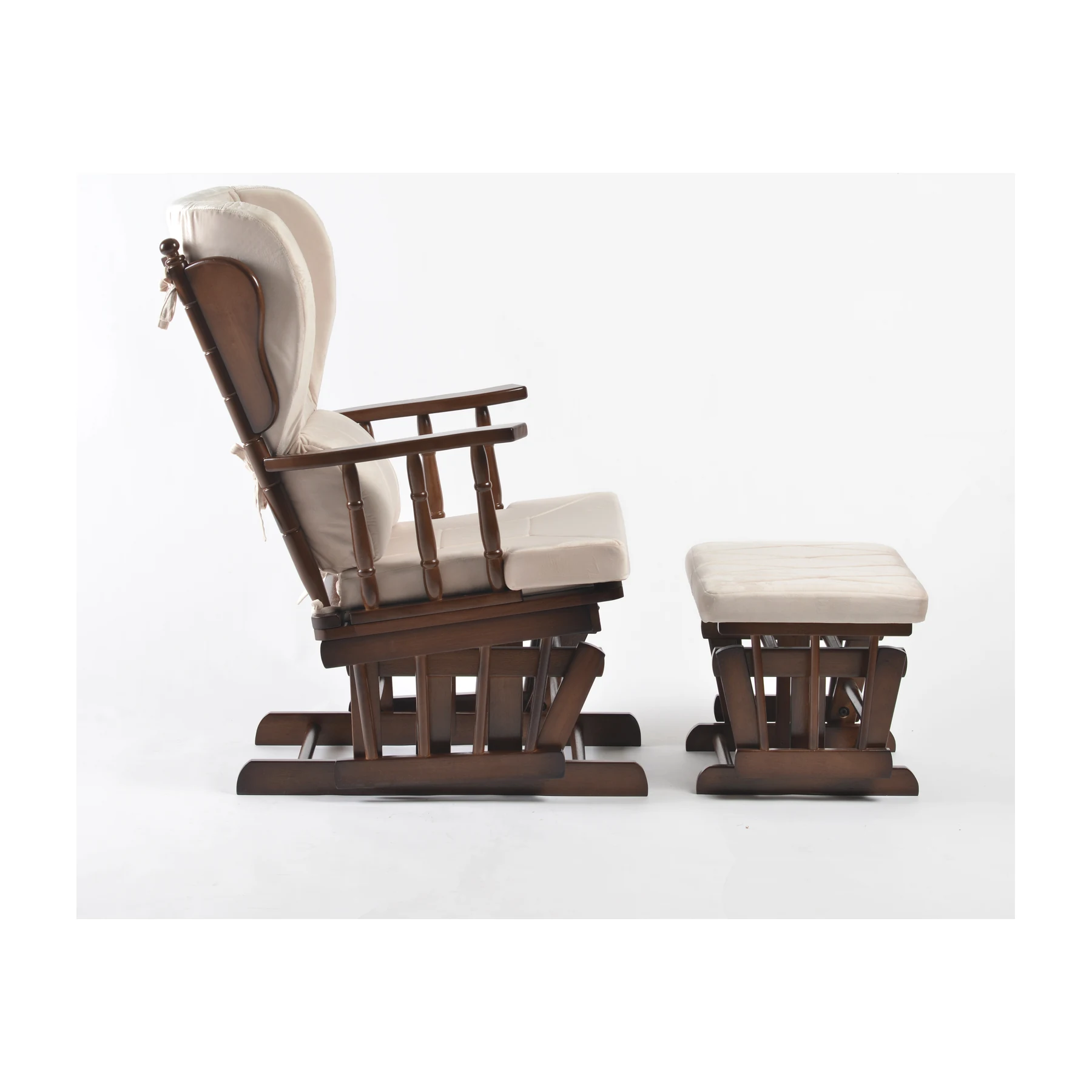 Comfort Deluxe Glider Chair and Ottoman Set — Cream — view 3