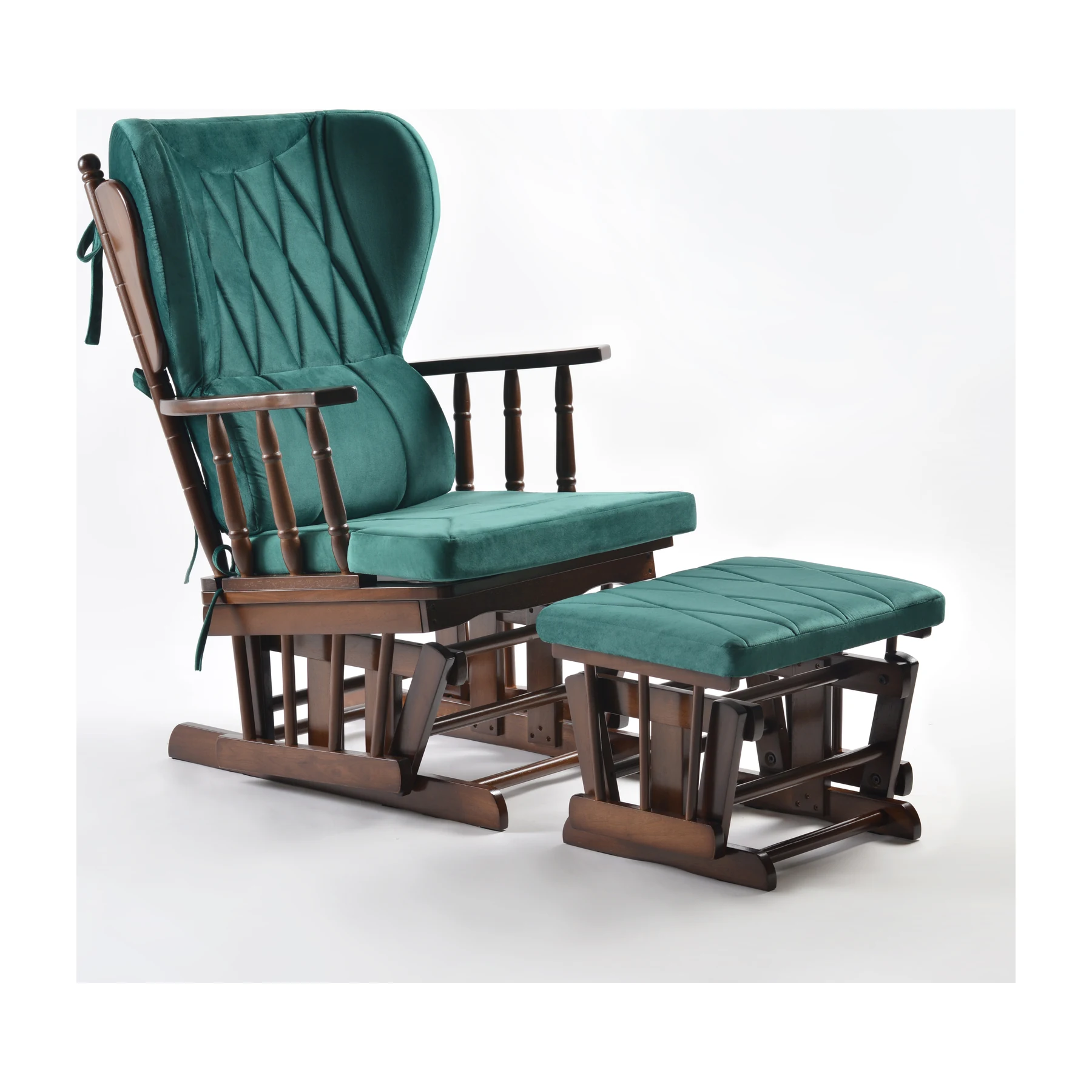 Comfort Deluxe Glider Chair and Ottoman Set — Green — view 1