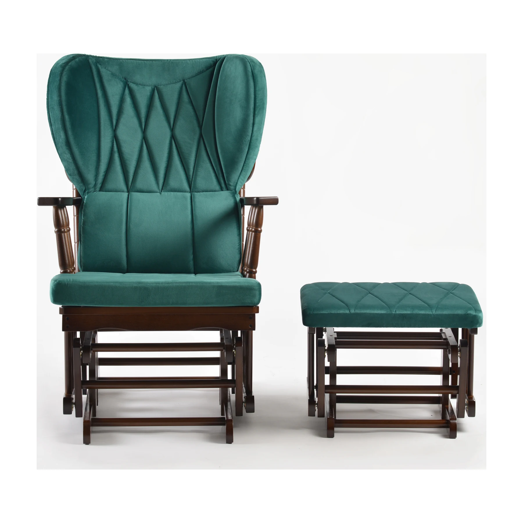 Comfort Deluxe Glider Chair and Ottoman Set — Green — view 2