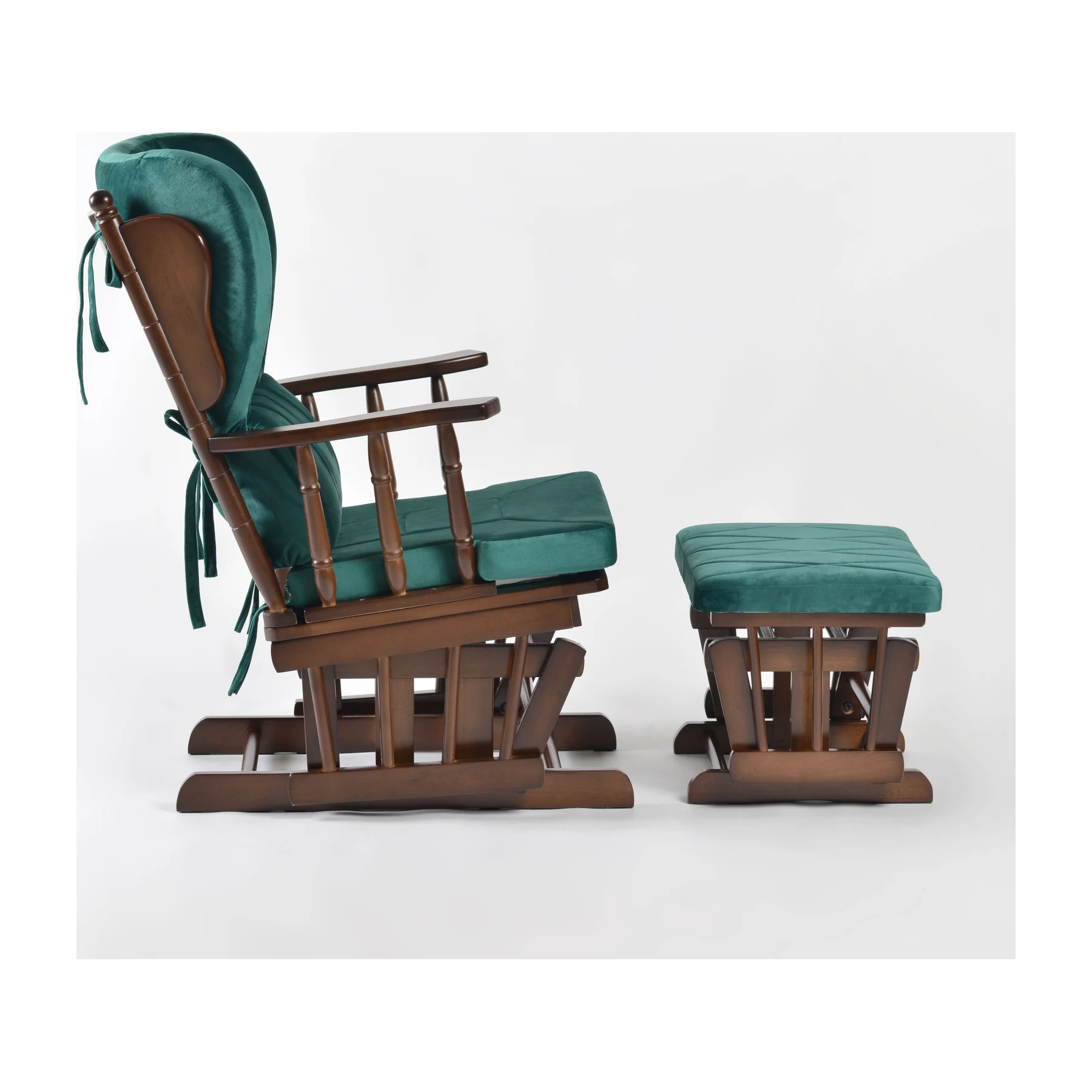 Comfort Deluxe Glider Chair and Ottoman Set — Green — view 3