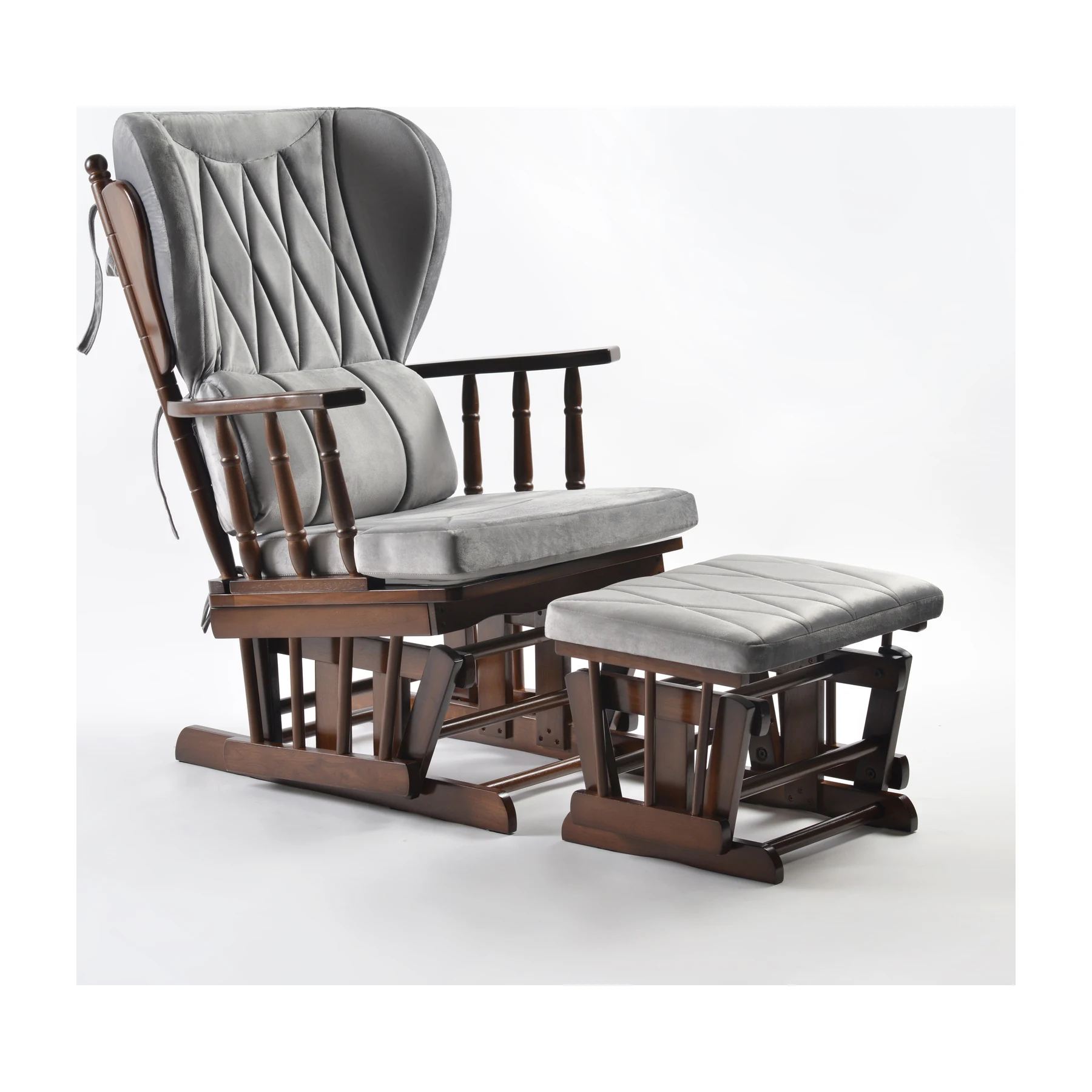 Comfort Deluxe Glider Chair and Ottoman Set — Silver — view 1