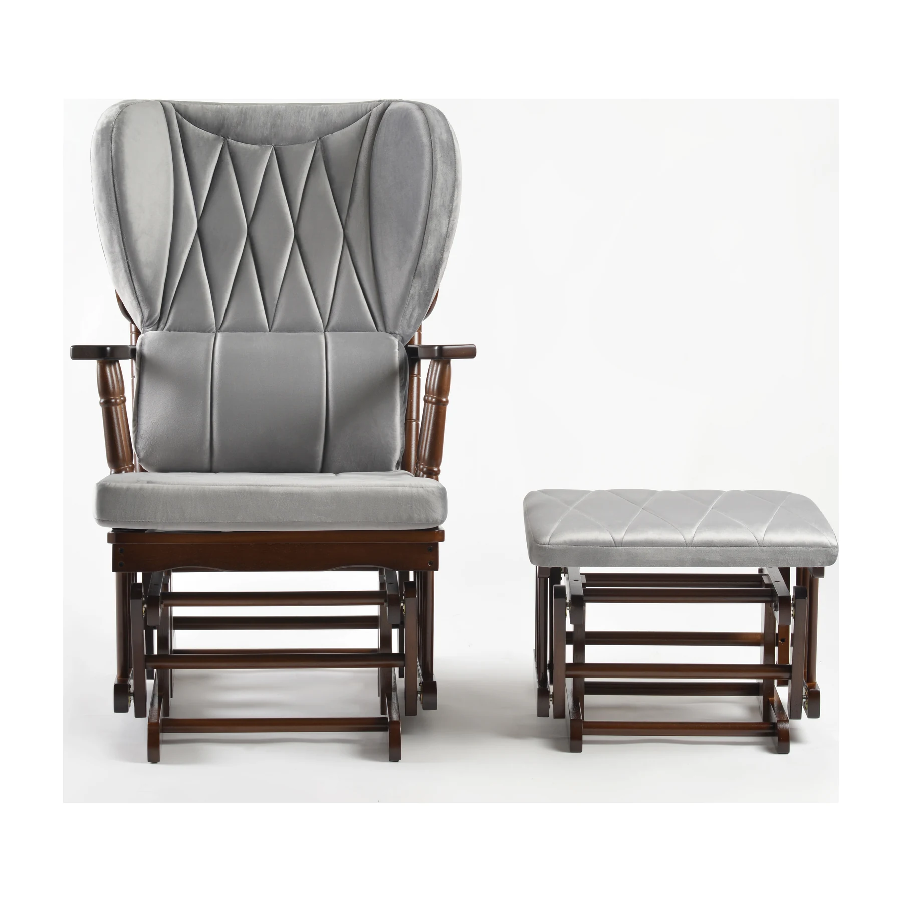Comfort Deluxe Glider Chair and Ottoman Set — Silver — view 2