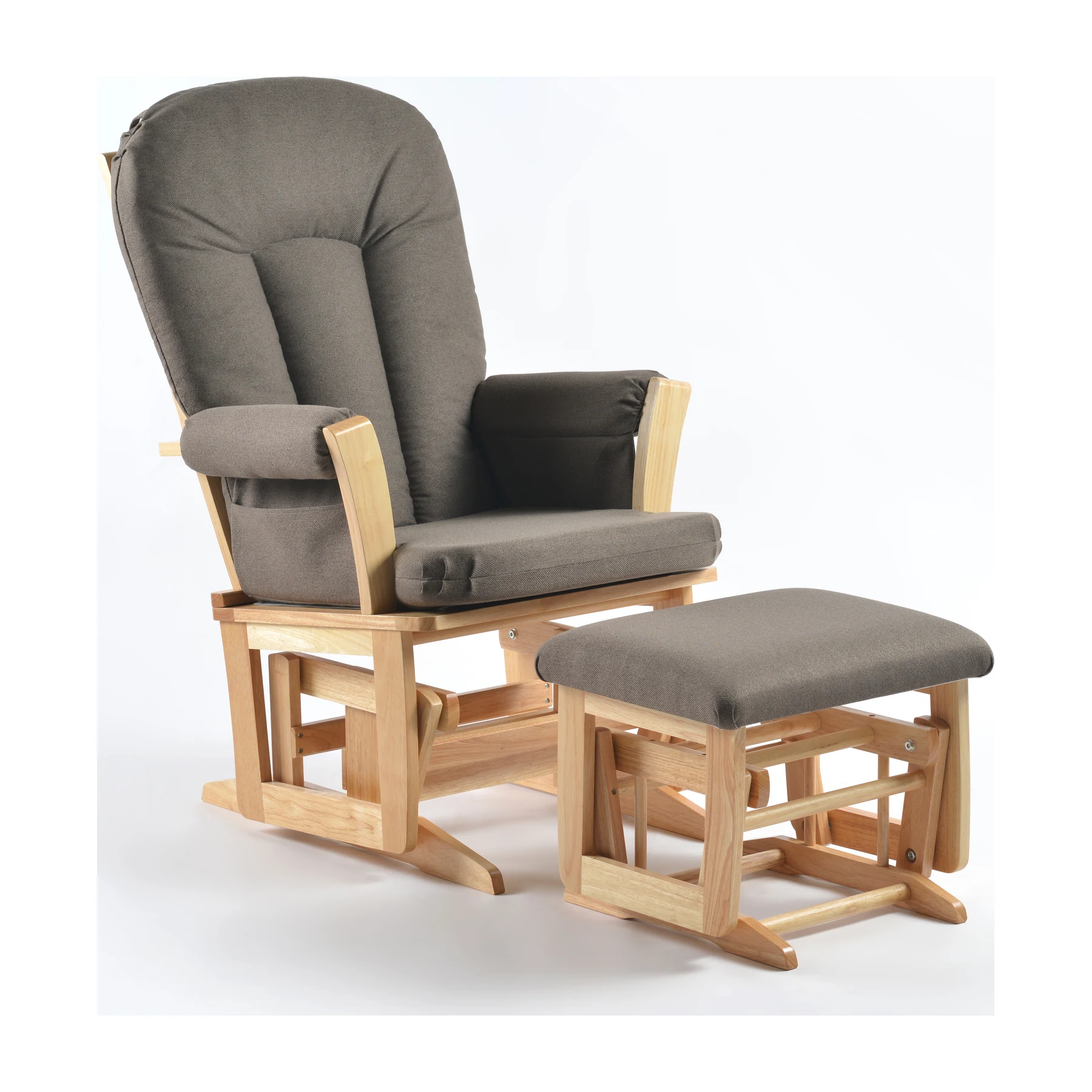 Joli Premium Glider Chair and Ottoman Set — Anthracite / Natural Base — view 1