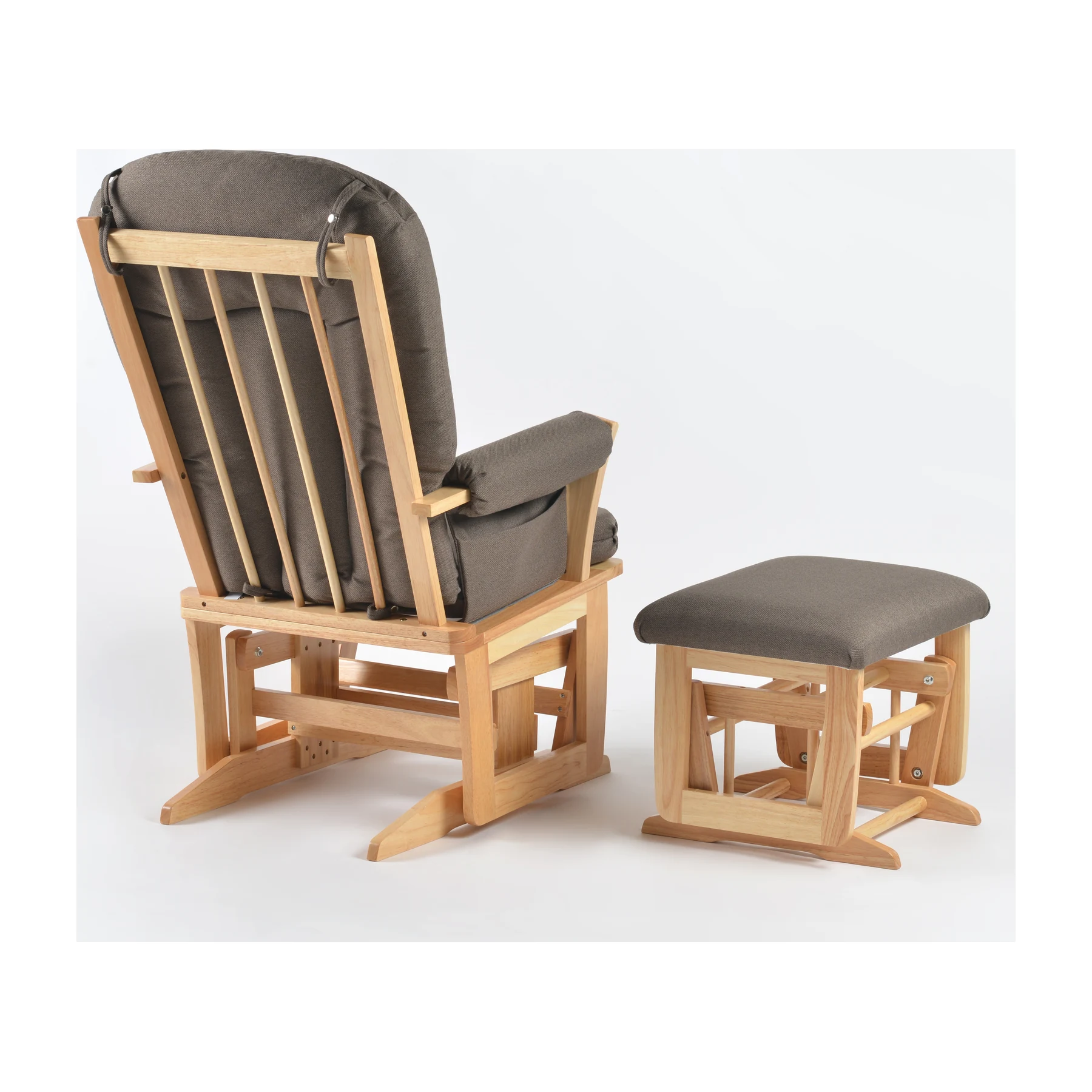Joli Premium Glider Chair and Ottoman Set — Anthracite / Natural Base — view 6