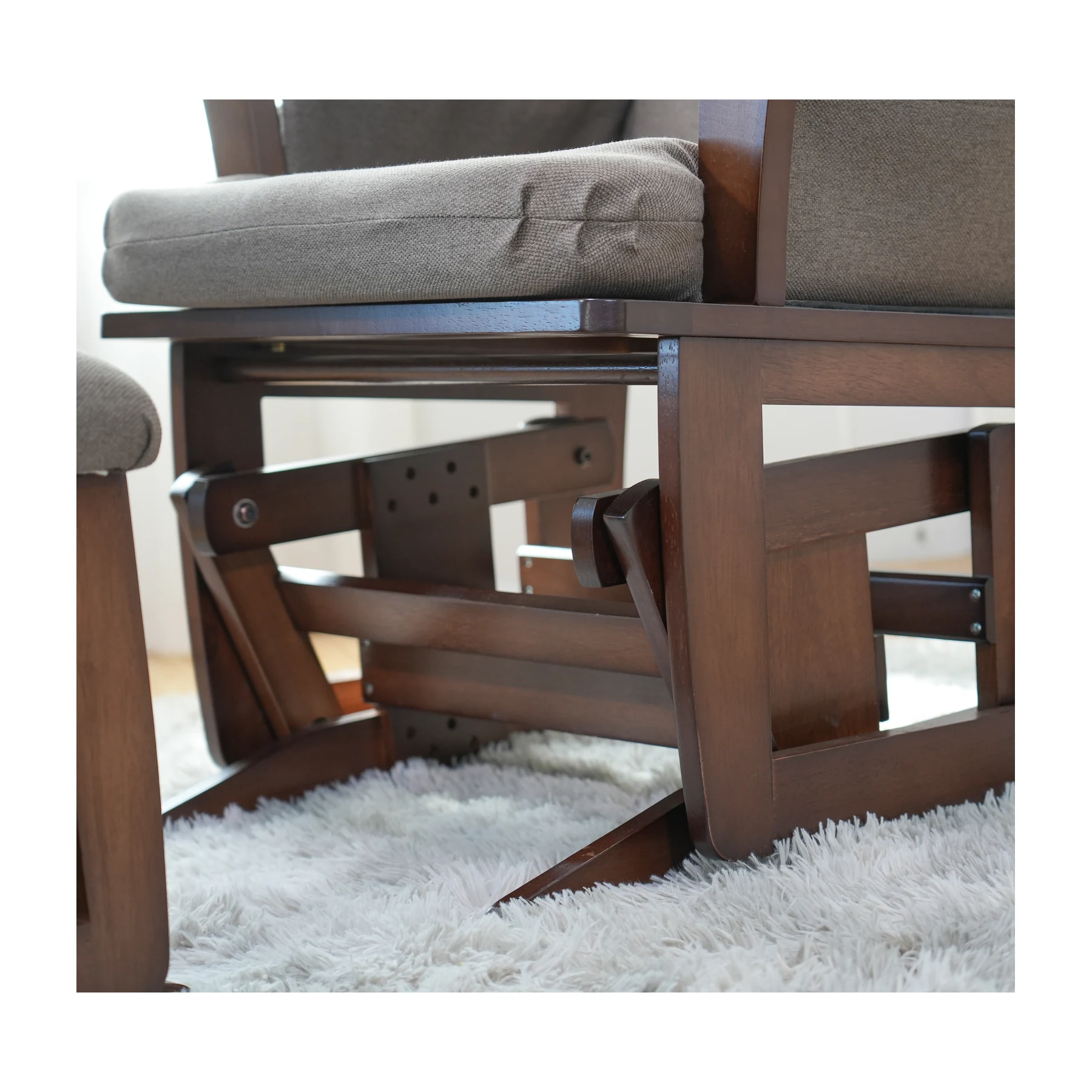 Joli Premium Glider Chair and Ottoman Set — Anthracite / Walnut Base — view 6