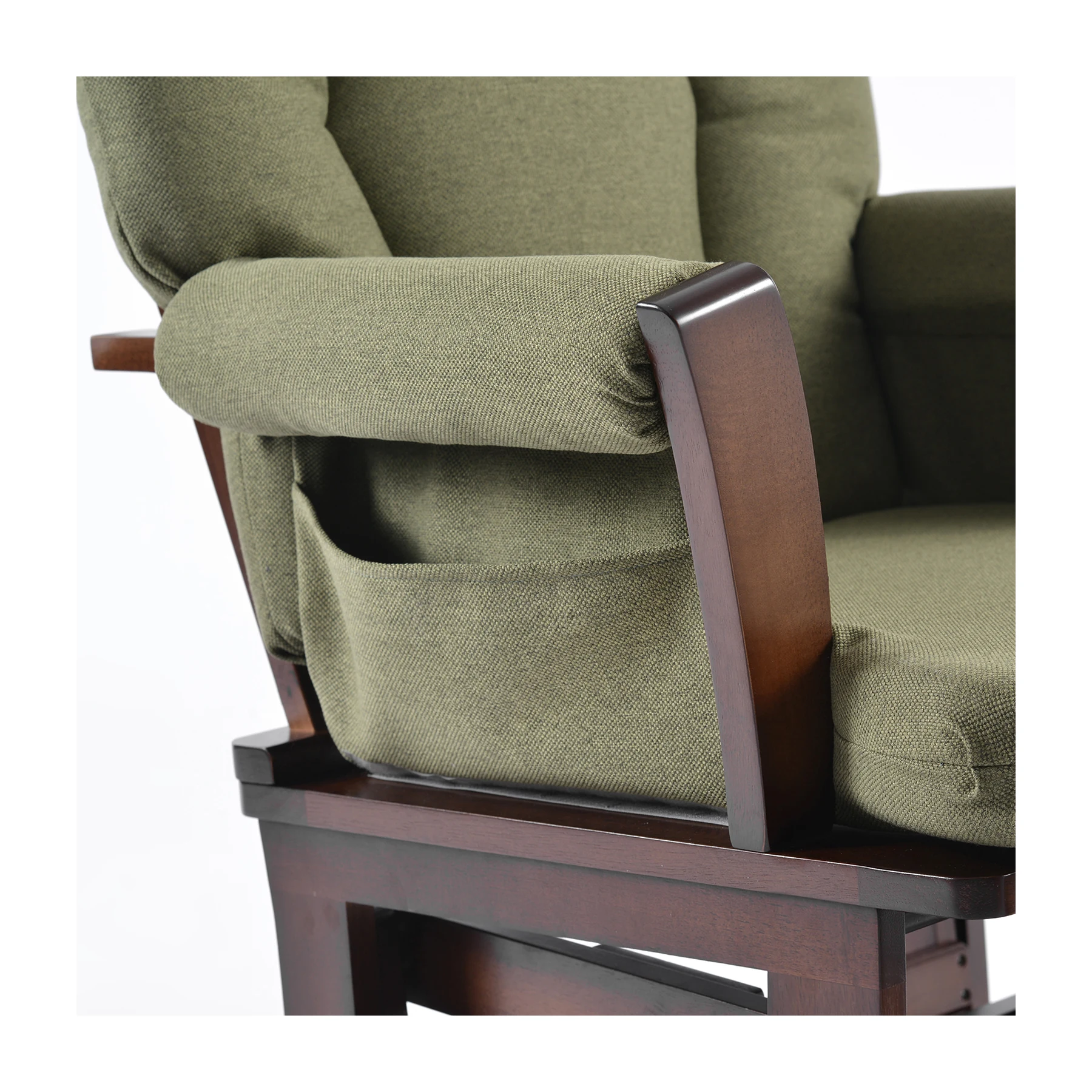Joli Premium Glider Chair and Ottoman Set — Green / Walnut Base — view 3