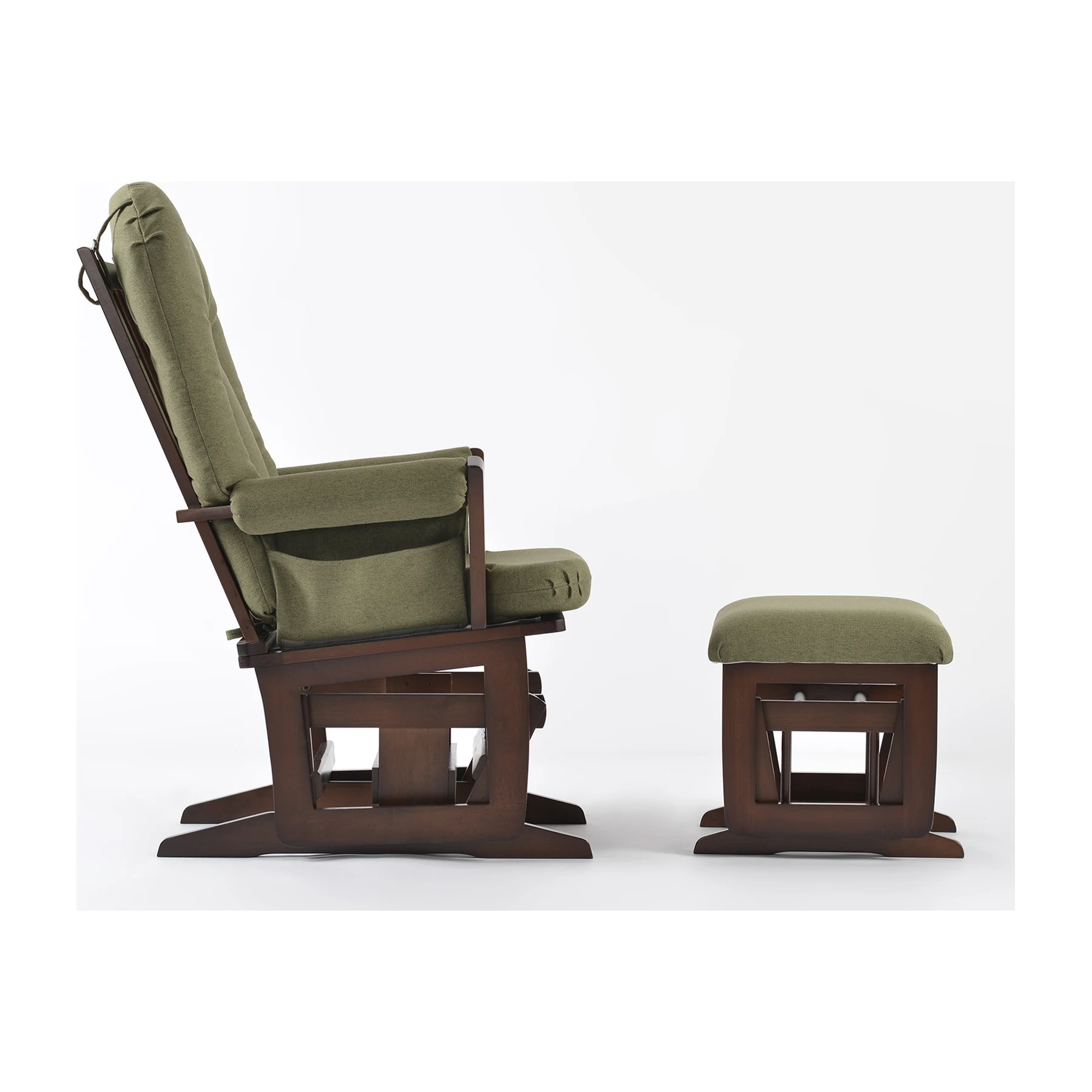Joli Premium Glider Chair and Ottoman Set — Green / Walnut Base — view 4