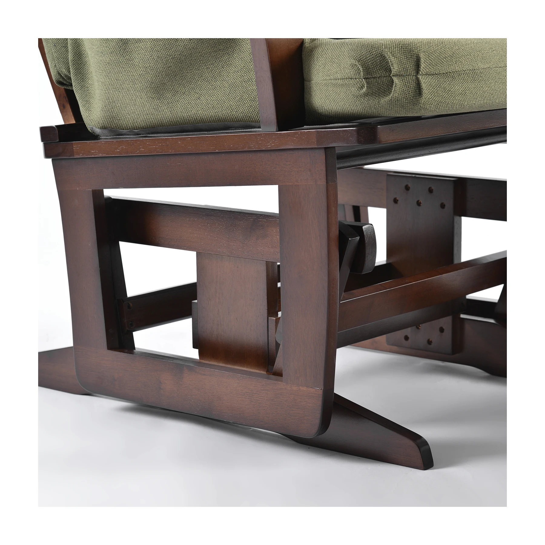 Joli Premium Glider Chair and Ottoman Set — Green / Walnut Base — view 6