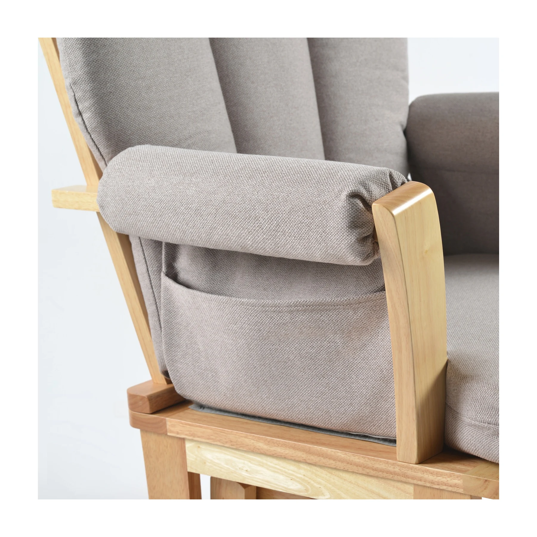 Joli Premium Glider Chair and Ottoman Set — Light Gray / Natural Base — view 3