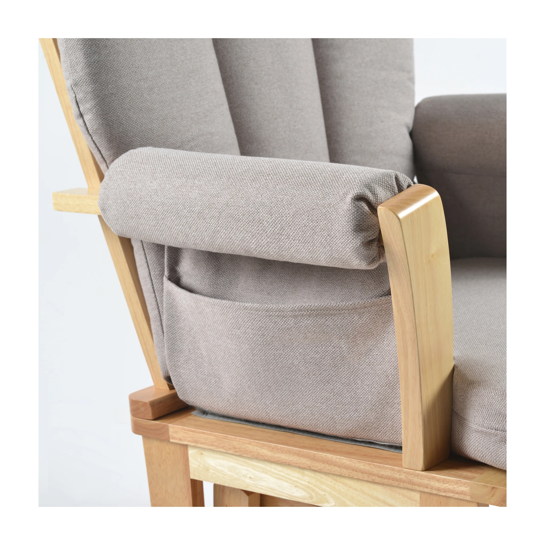 Joli Premium Glider Chair and Ottoman Set — Light Gray / Natural Base — view 4