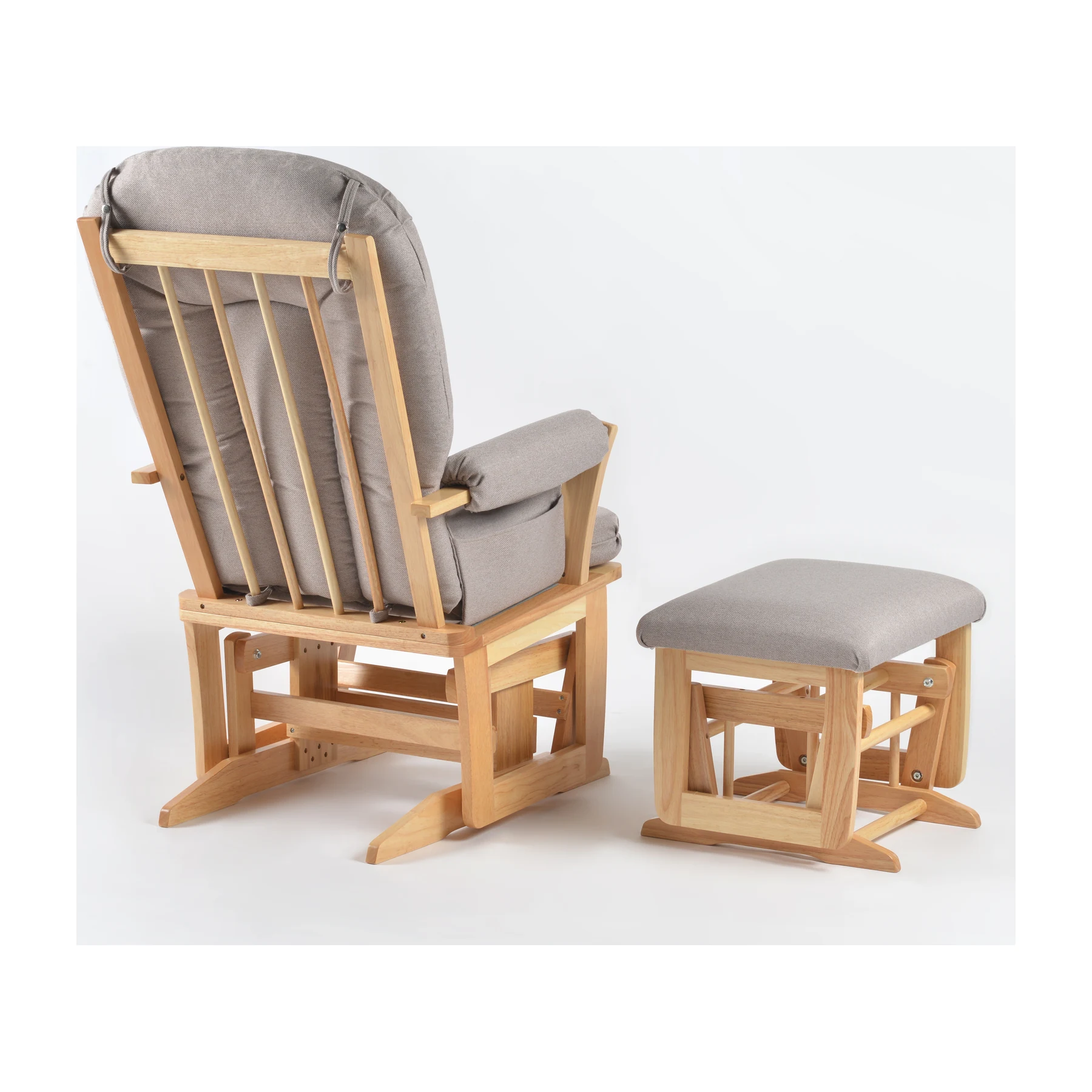 Joli Premium Glider Chair and Ottoman Set — Light Gray / Natural Base — view 5