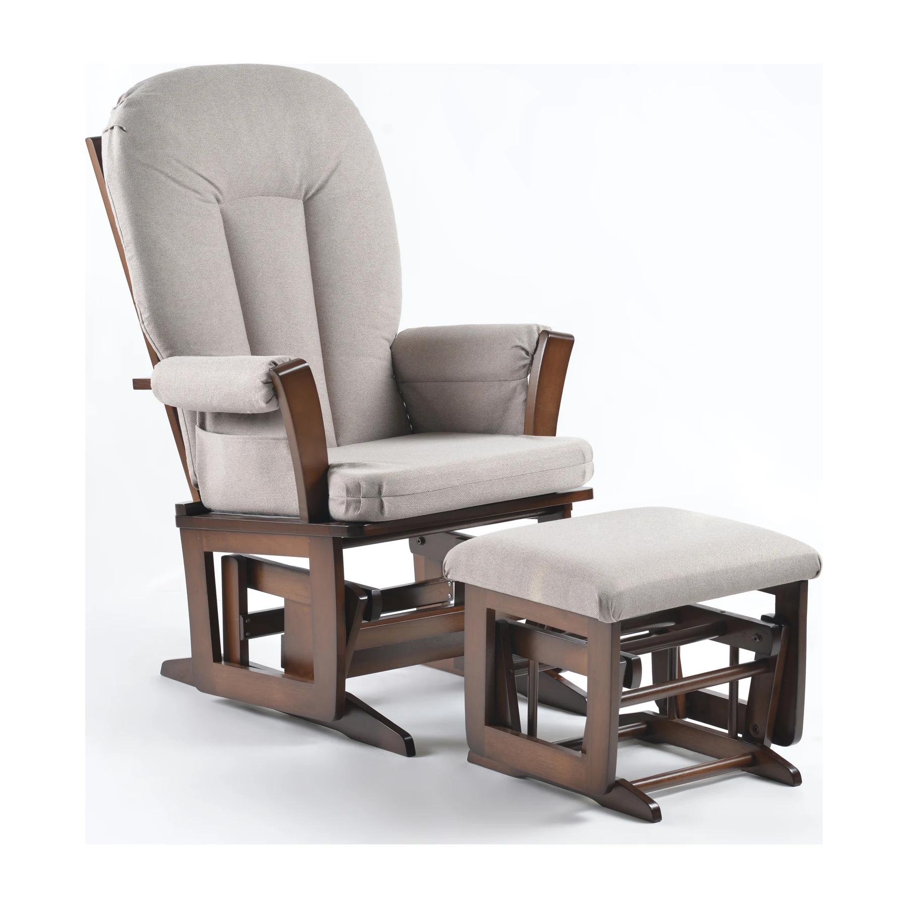 Joli Premium Glider Chair and Ottoman Set — Light Gray / Walnut Base — view 1