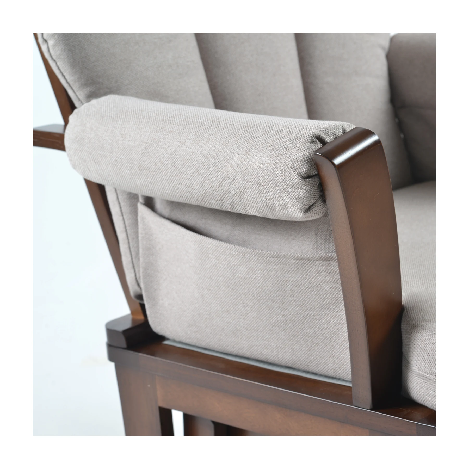 Joli Premium Glider Chair and Ottoman Set — Light Gray / Walnut Base — view 3