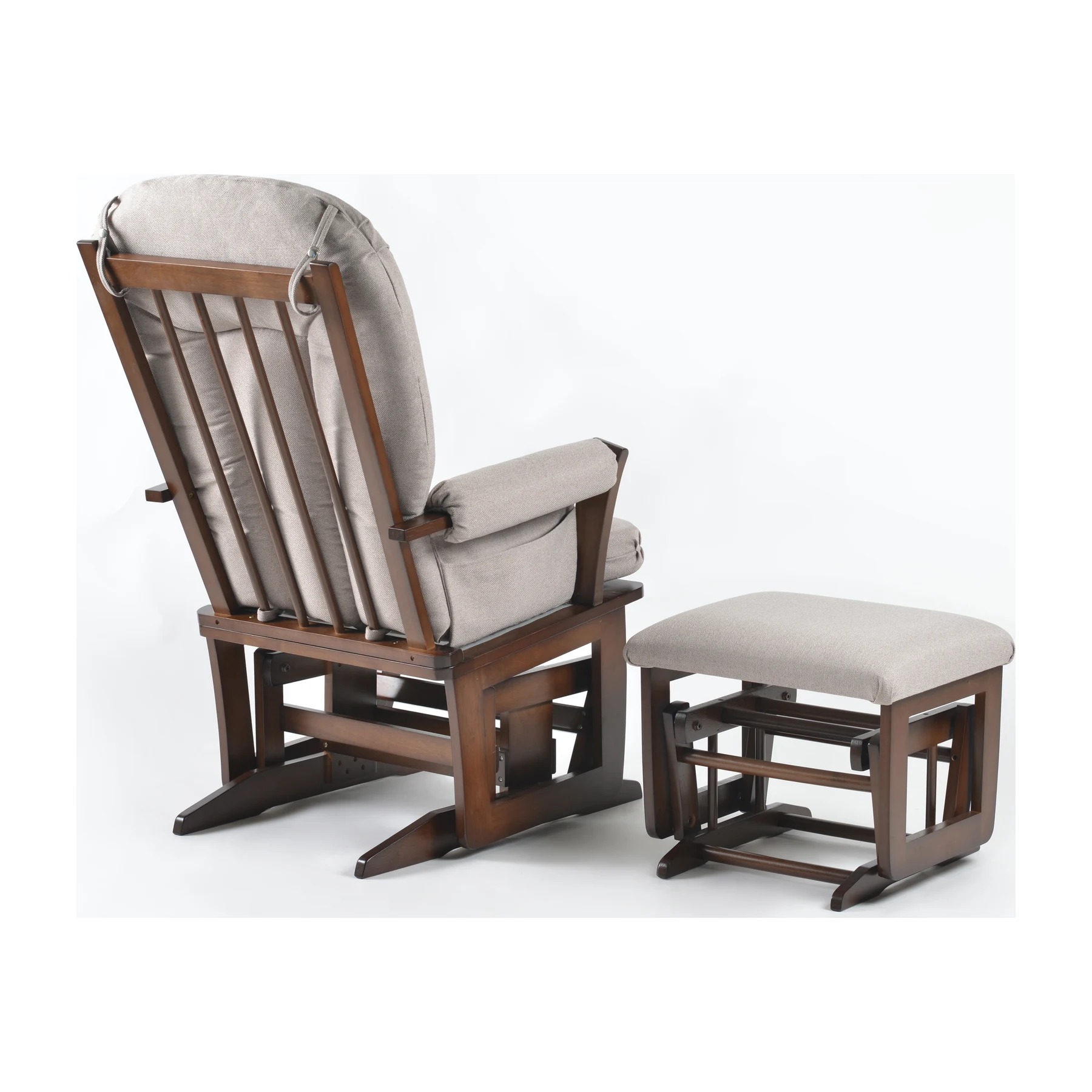 Joli Premium Glider Chair and Ottoman Set — Light Gray / Walnut Base — view 4