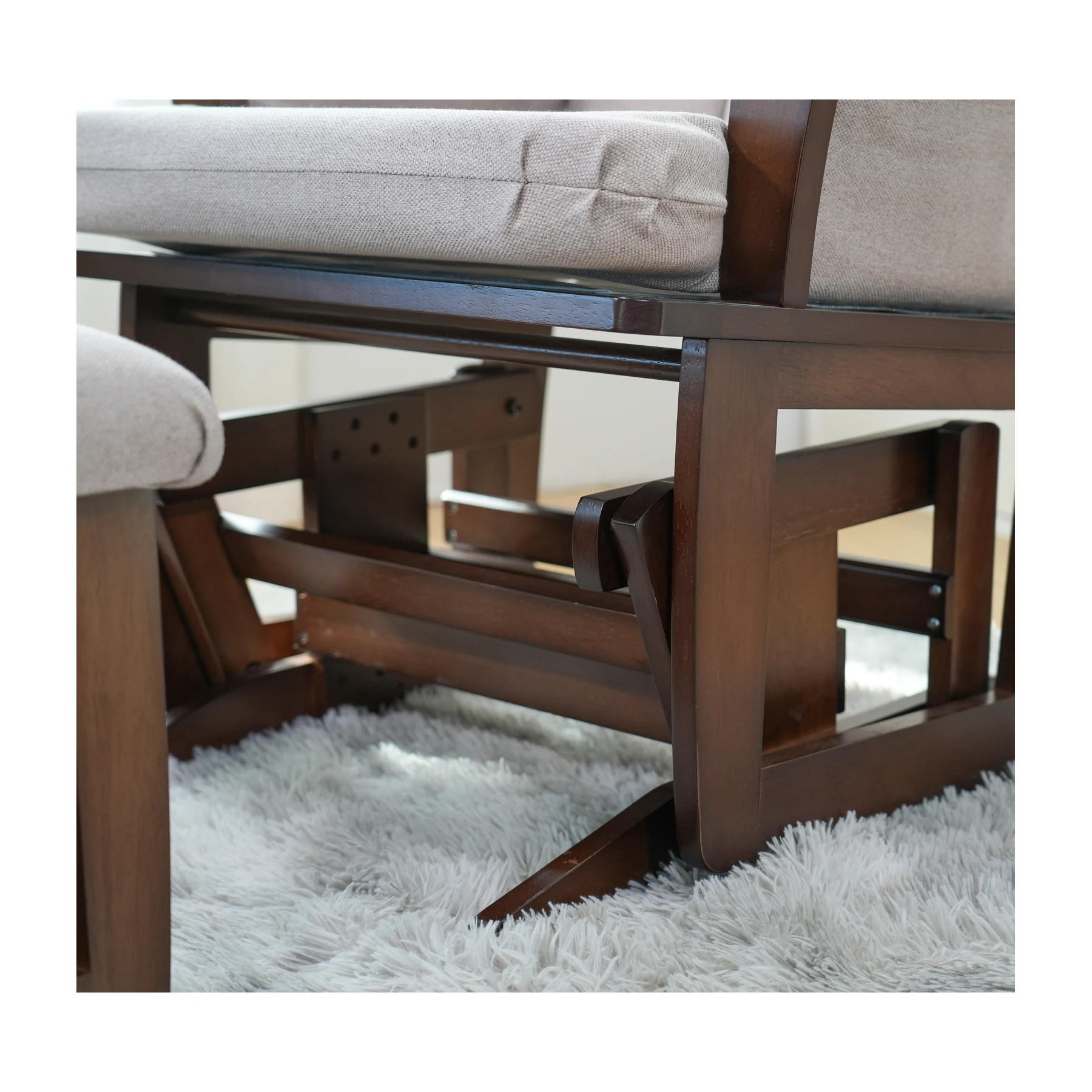 Joli Premium Glider Chair and Ottoman Set — Light Gray / Walnut Base — view 6
