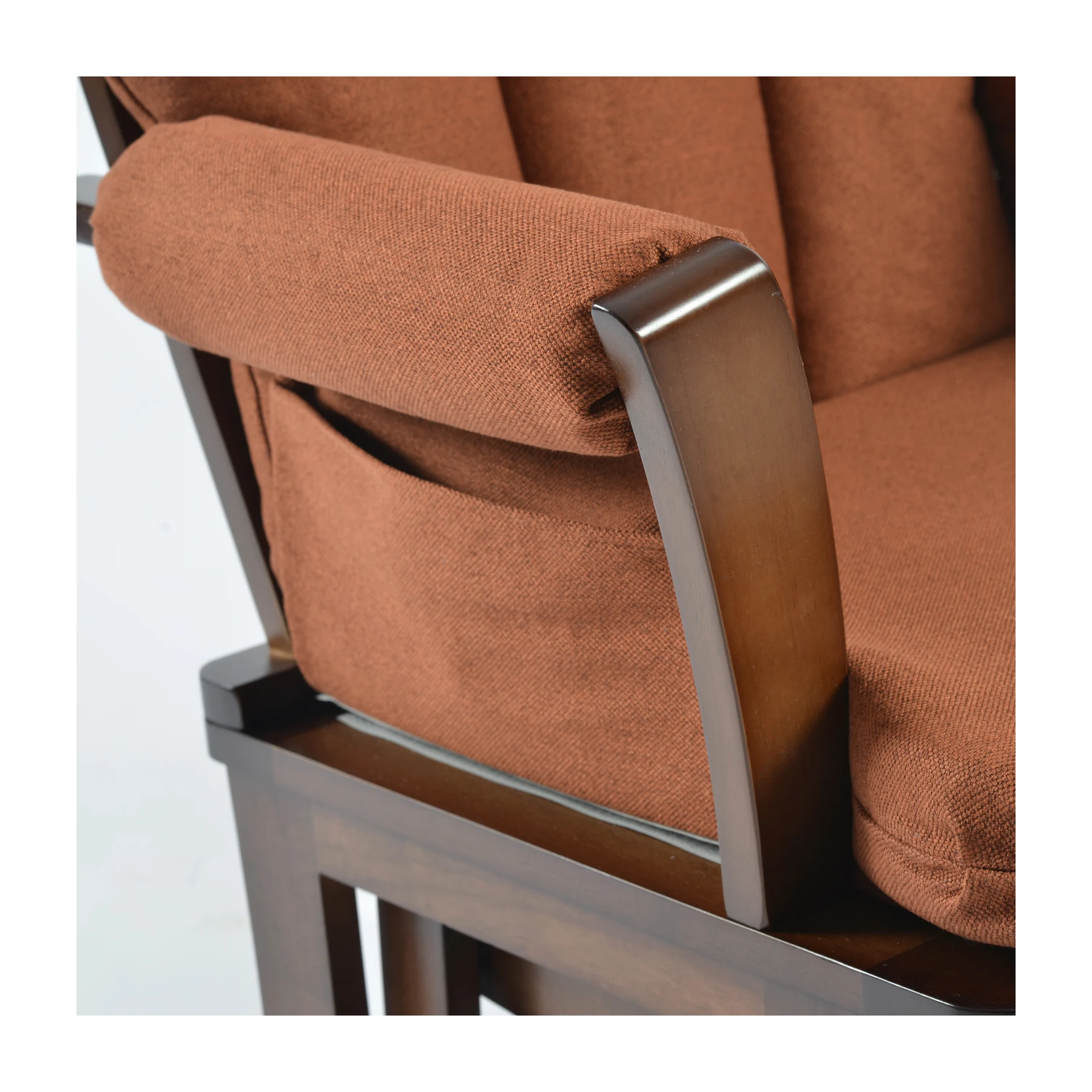 Joli Premium Glider Chair and Ottoman Set — Terracotta / Walnut Base — view 3