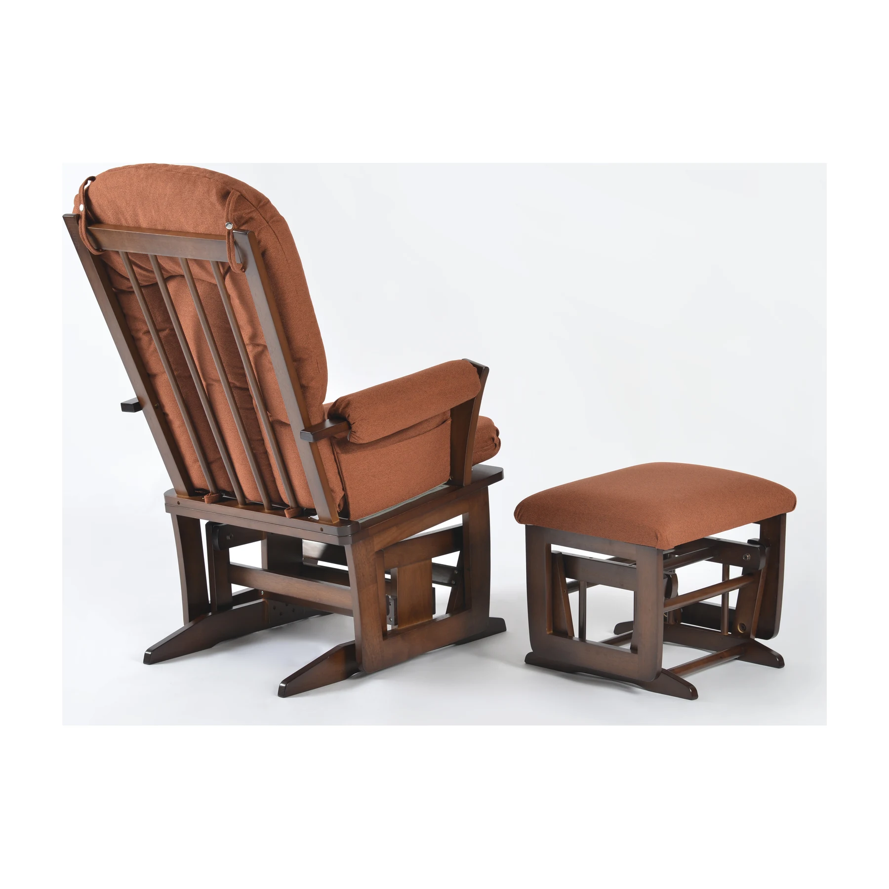 Joli Premium Glider Chair and Ottoman Set — Terracotta / Walnut Base — view 4