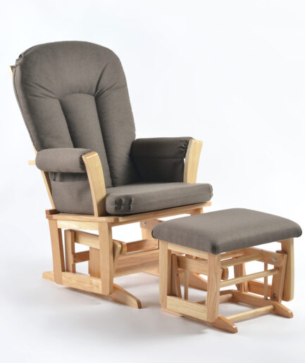 Joli Modern Glider Chair and Ottoman Set - Anthracite Uph & Natural Frame