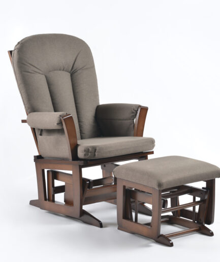 Joli Modern Glider Chair and Ottoman Set - Antrhacite Uph & Walnut Frame