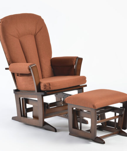 Joli Modern Glider Chair and Ottoman Set - Brown Uph & Walnut Frame