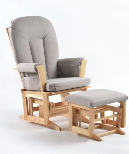 Joli Modern Glider Chair and Ottoman Set - Gray Uph & Natural Frame